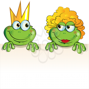 couple frog cartoon isolated