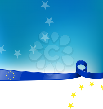 
 european ribbon  flag  on sky background 