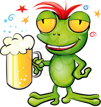 
frog cartoon with schooner beer