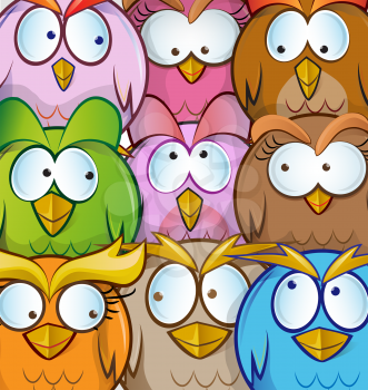 funny owl cartoon background 