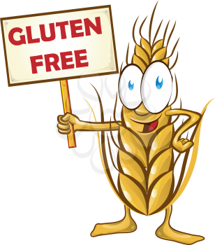 wheat cartoon with signboard isolated on white  background