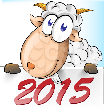 goat cartoon with 2015  background