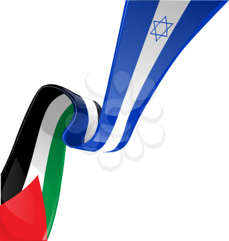 Israel and palestine flag on white background
