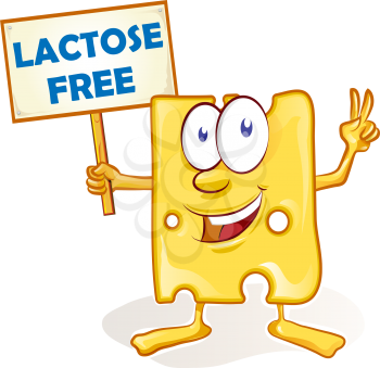 cheese cartoon with signboard  lactose free