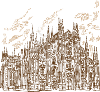 milan cathedral hand draw
