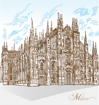 milan cathedral hand draw
