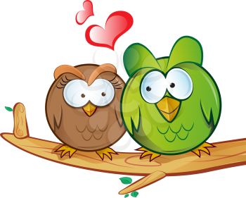 
owl cartoon in love 