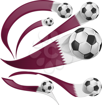 qatar flag set with soccer ball isolated