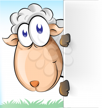 sheep cartoon with background 