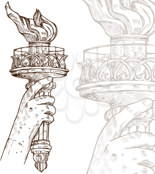 statue of liberty with torch on white background