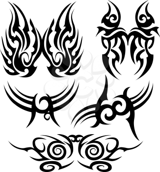 tatoo symbol set isolated on white background