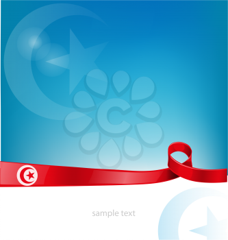 tunisia ribbon flag on background