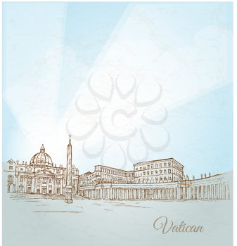 vatican city  background hand draw
