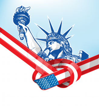USA flag with statue of liberty. vetcor illustration
