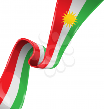 kurdistan ribbon flag on white background 