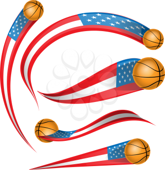 usa flag element with basketball