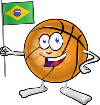 basketball mascot cartoon with brazilian flag
