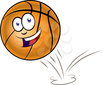 Bouncing basketball cartoon isolated on white backgroud