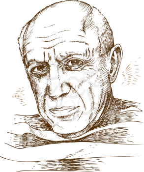 hand drawn portrait of picasso. illustration