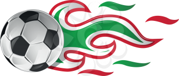 soccer ball on fire with italian and mexican flag