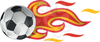 soccer ball on fire with spain flag. illustration