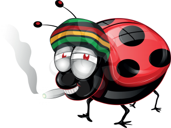 Happy amaican Lady Bug cartoon . Vetcor Illustration