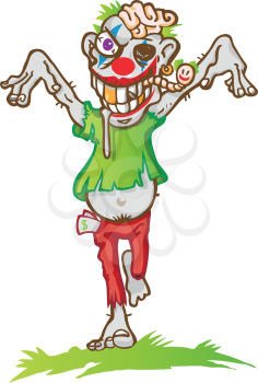 Clown zombie mascot cartoon isolated on white background