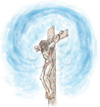 jesus crucifix watercolor hand draw. illustration