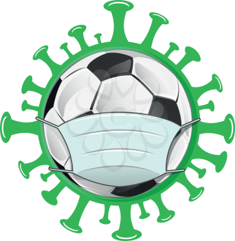 soccer ball on danger coronavirus covid19