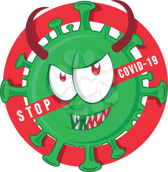 stop evil coronavirus character cartoon over  Signal not allowed