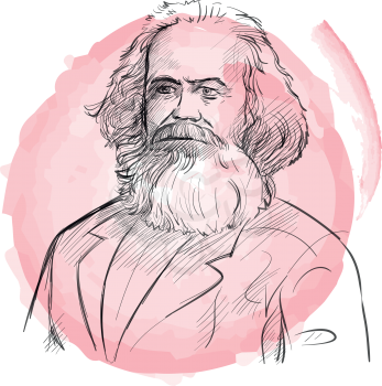 hand drawn portrait of karl marx . sketch style vector 