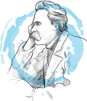 hand drawn portrait of friedrich nietzsche . sketch style vector 