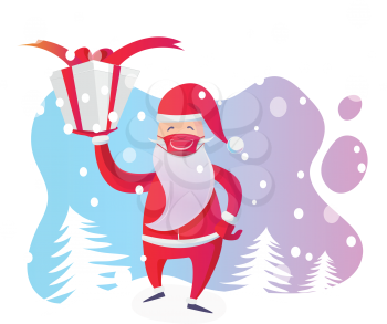 santa claus with medical mask on christmas background. vector illustration