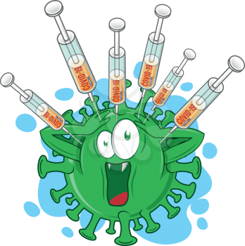 syringes attacks the coronavirus Covid19. vetcor illustration

