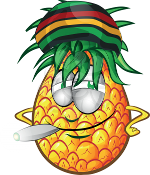 Happy jamaican Pineapple character cartoon illustration