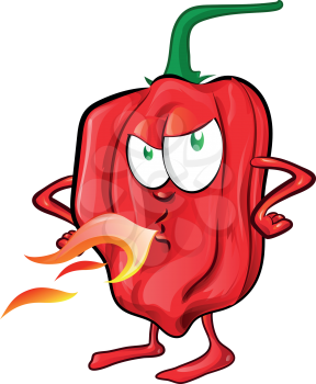 red habanero mascot character with flames .cartoon illustration