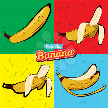 Banana opened banana bitten banana peel banana pop art
