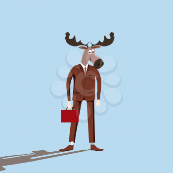 Man with a deer head, irony, sarcasm, caricature, vector, illustration, cartoon style