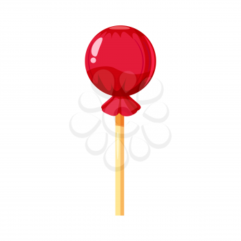 Lollipop colorful sweet. Round candies on stick in bright color packaging