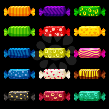 A set of colored sweets in a bright festive package of various bright colors.