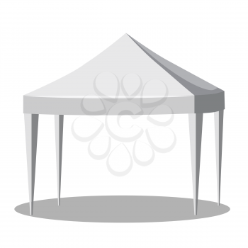 White canopy or tent, vector illustration. Mockup for your design.