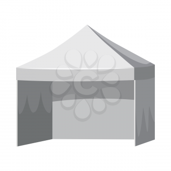 White canopy or tent, vector illustration. Mockup for your design.