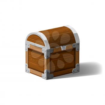 Open pirate chest. wooden box. Symbol of wealth riches. Cartoon flat vector design for gaming interface