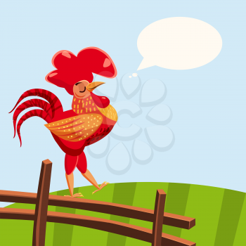 Rooster red isolated. Cartoon style vector illustration.