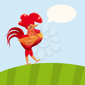 Rooster red isolated. Cartoon style vector illustration.