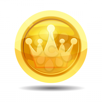 Game coin with crown, game interface, gold