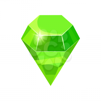 Diamond sparkling, shining green color isolated