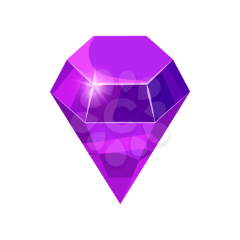 Diamond sparkling, shining purple color isolated