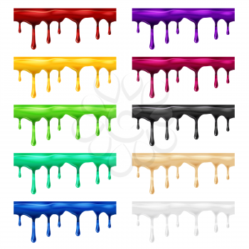 Set Dripping seamless different colours, dripps