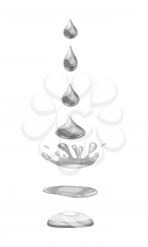 A drop of liquid, water falls and makes a splash